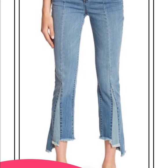 William Rast Color Block Flare Cropped Jeans - Picture 2 of 8